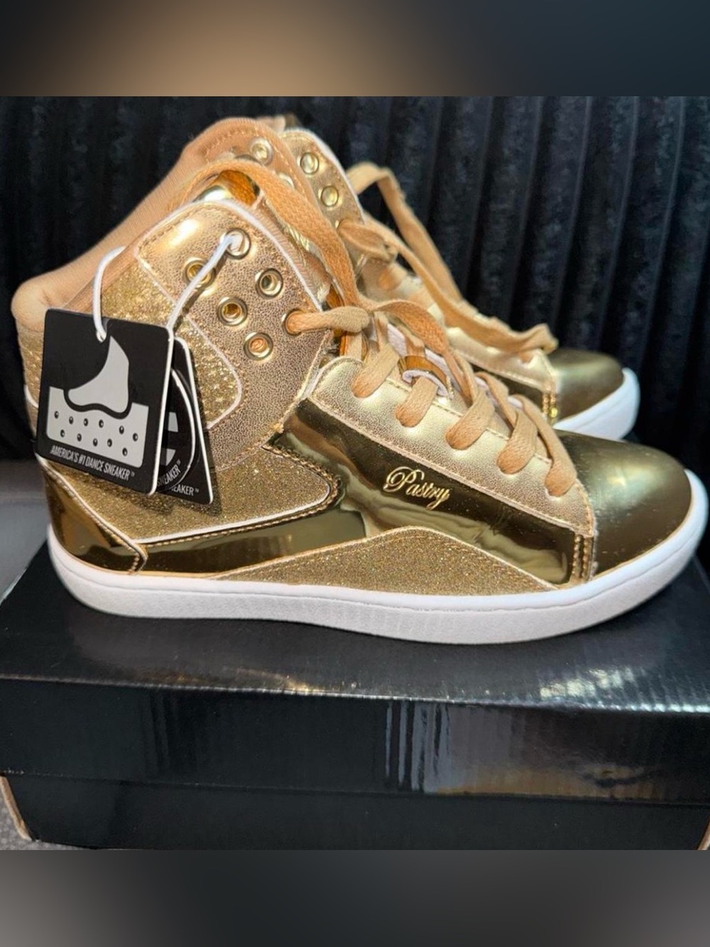 Pastry Kids Gold Glitter High-Top Sneakers size 3  BNWT